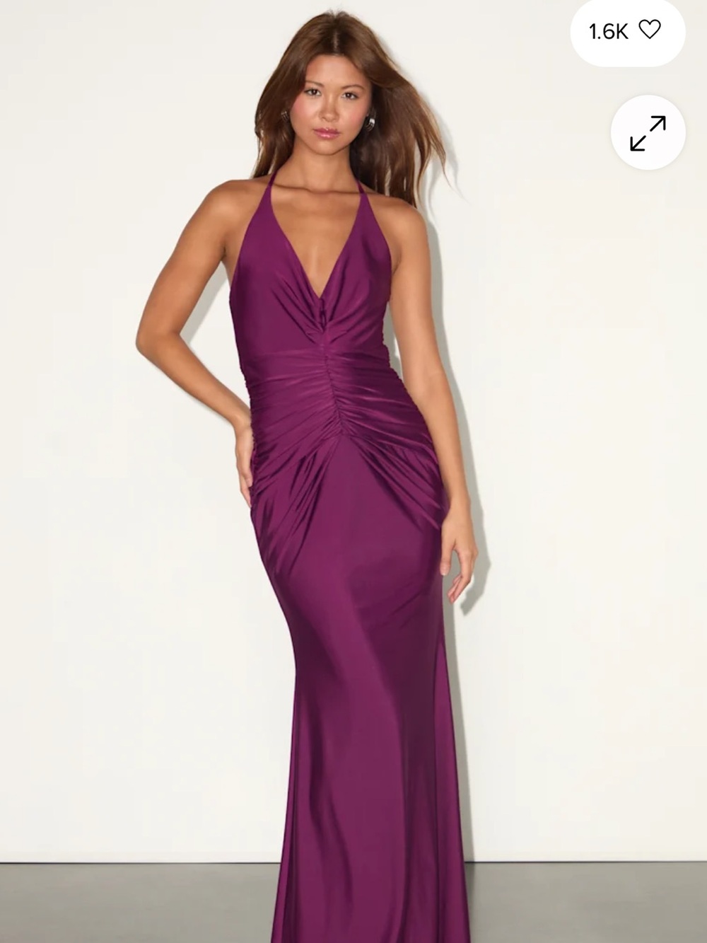 Lulus Zaniya Plum Ruched Halter Maxi Dress